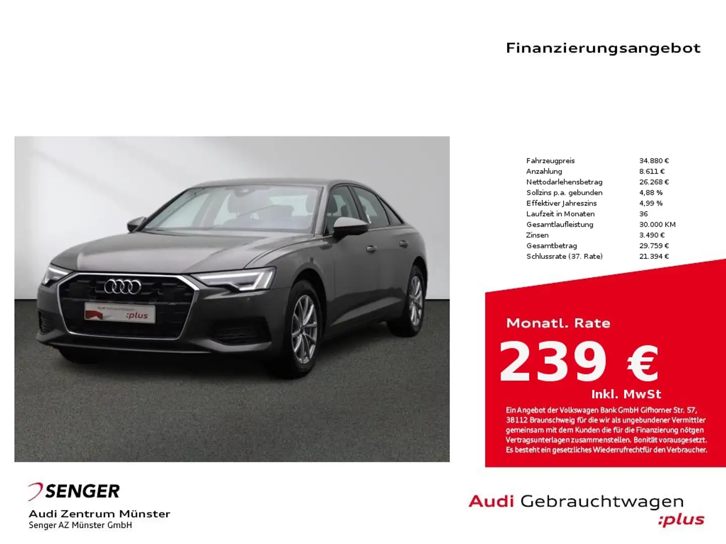 Audi A6 40 TDI S tronic MMI LED Navi Digi-Cockpit Šedá - 1