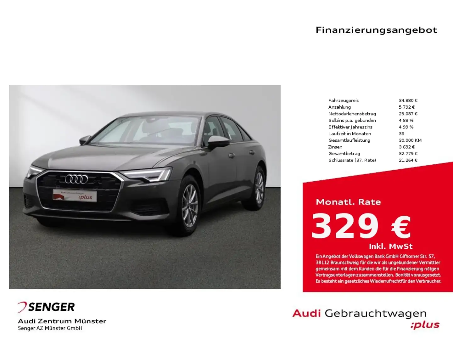 Audi A6 40 TDI S tronic MMI LED Navi Digi-Cockpit Gris - 1