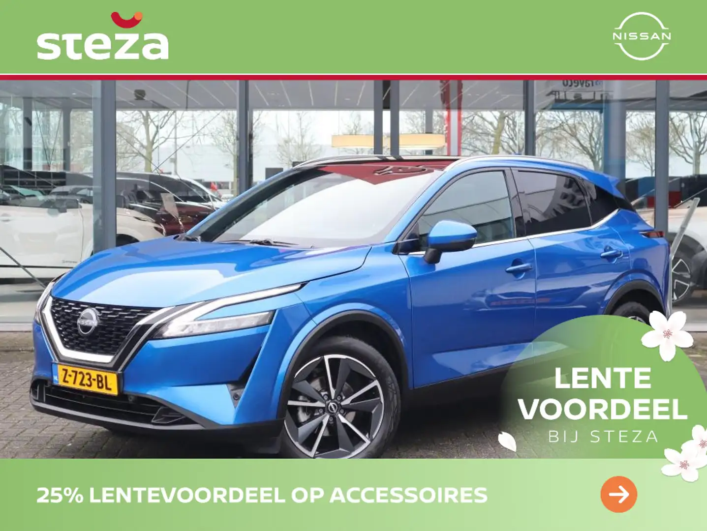 Nissan Qashqai 1.3 MHEV Xtronic Tekna | AUTOMAAT | Panoramadak | Blauw - 1