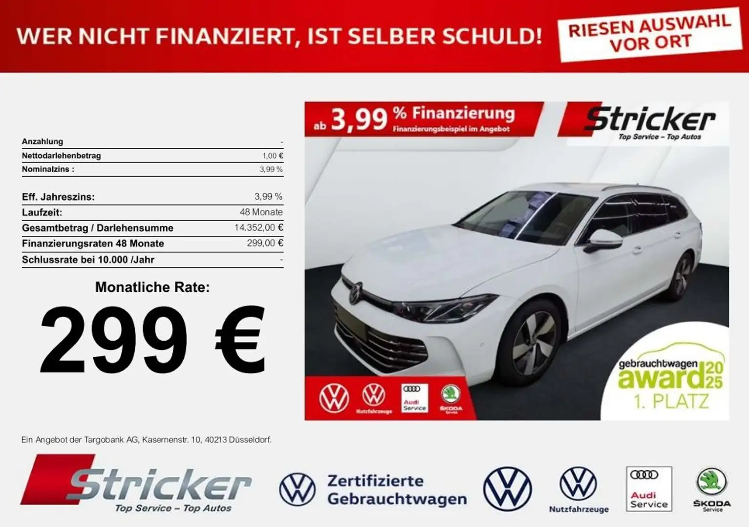 Volkswagen Passat Elegance 2.0TDI 299,-ohne Anzahlung AHK Travel Weiß - 1