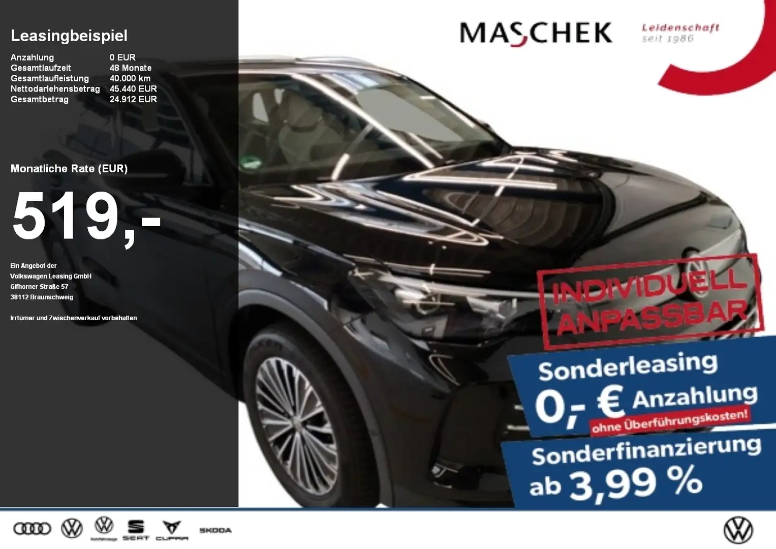 Volkswagen Tiguan Elegance eHybrid Anschlussg HUD AHK Navi Kamera Schwarz - 1