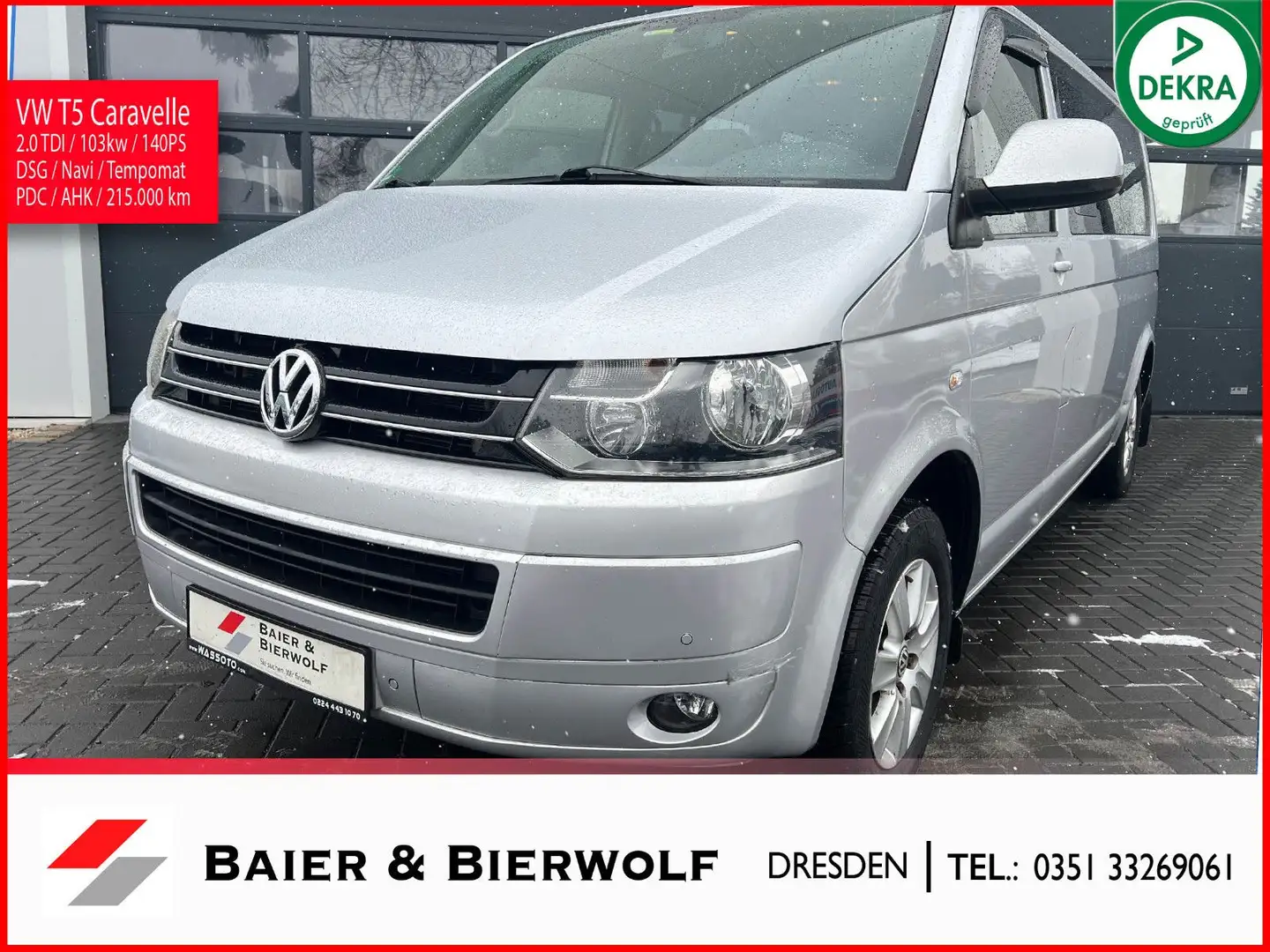 Volkswagen T5 Caravelle Comf. lang DSG 9 Sitzer 1. Hand PDC Argent - 1