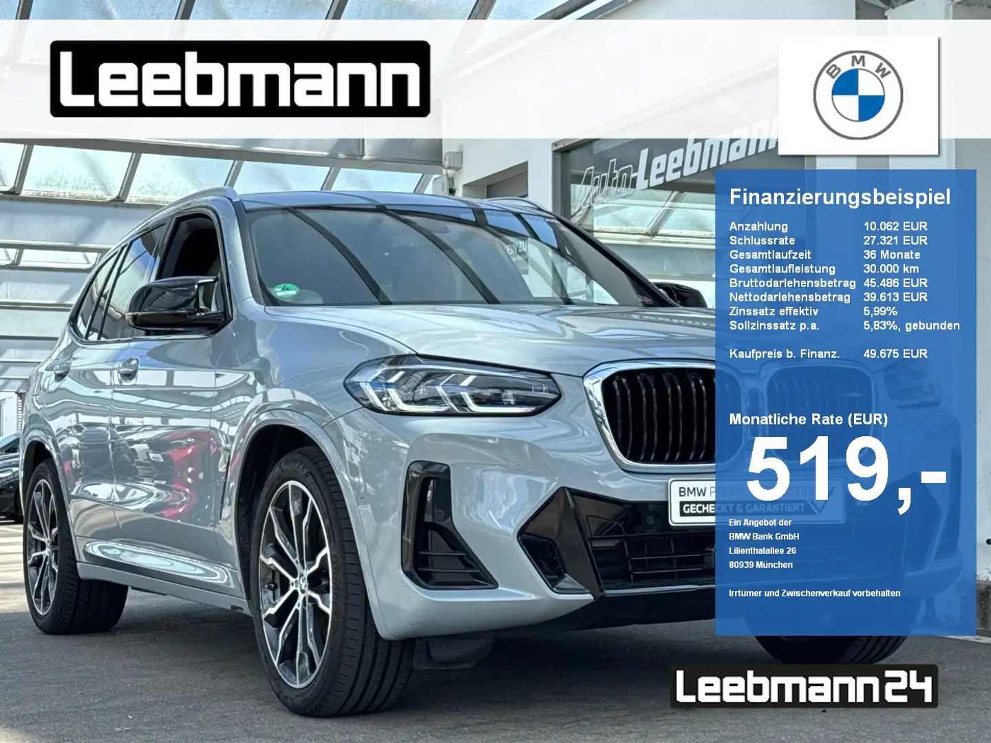 BMW X3 M 40d AHK/GSD/StHz/HK/ACC/HUD 2 JAHRE GARANTIE Szary - 1