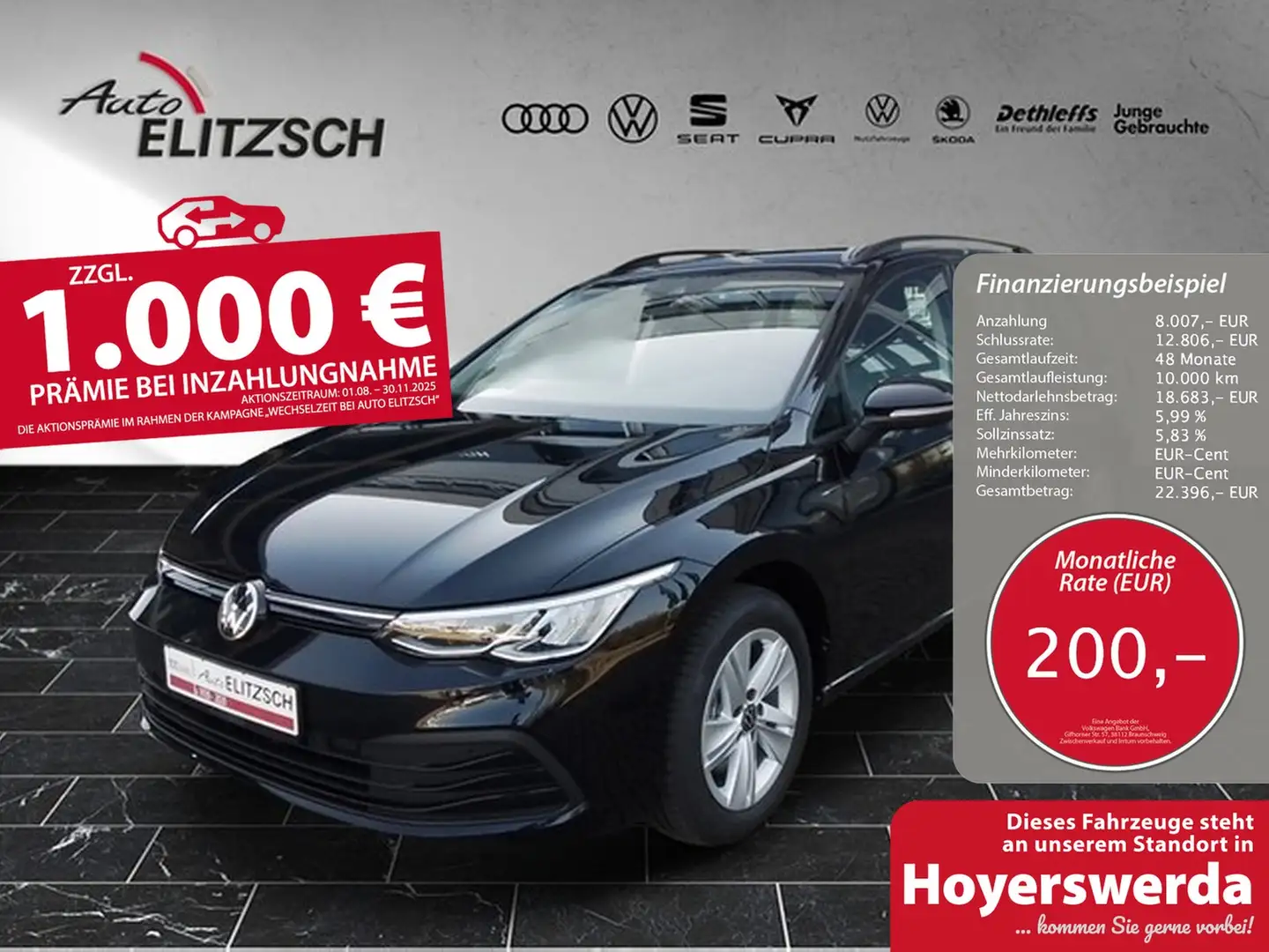 Volkswagen Golf VIII Variant 2.0 TDI Life Navi LED ACC PDC Schwarz - 1