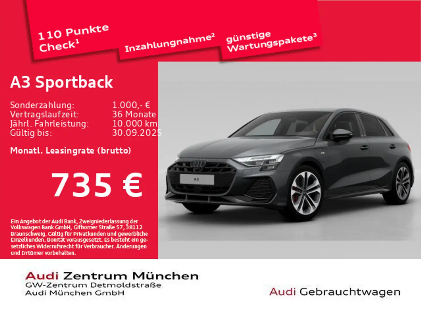 Audi A3 45 TFSI e S tronic 2x S line Matrix Grau - 1