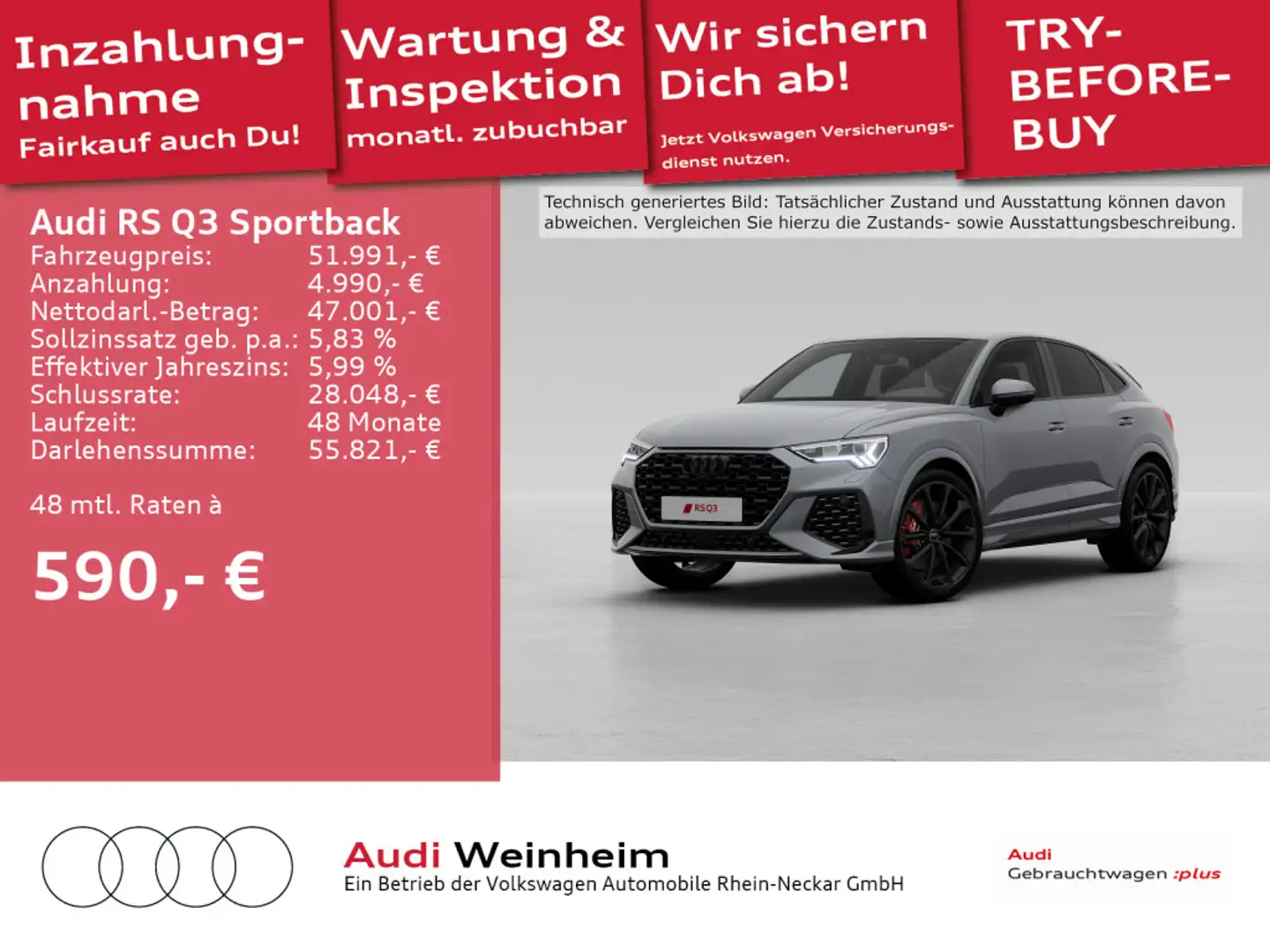 Audi RS Q3 RSQ3 Sportback 2.5 TFSI quattro Black-Paket Matr Grau - 1