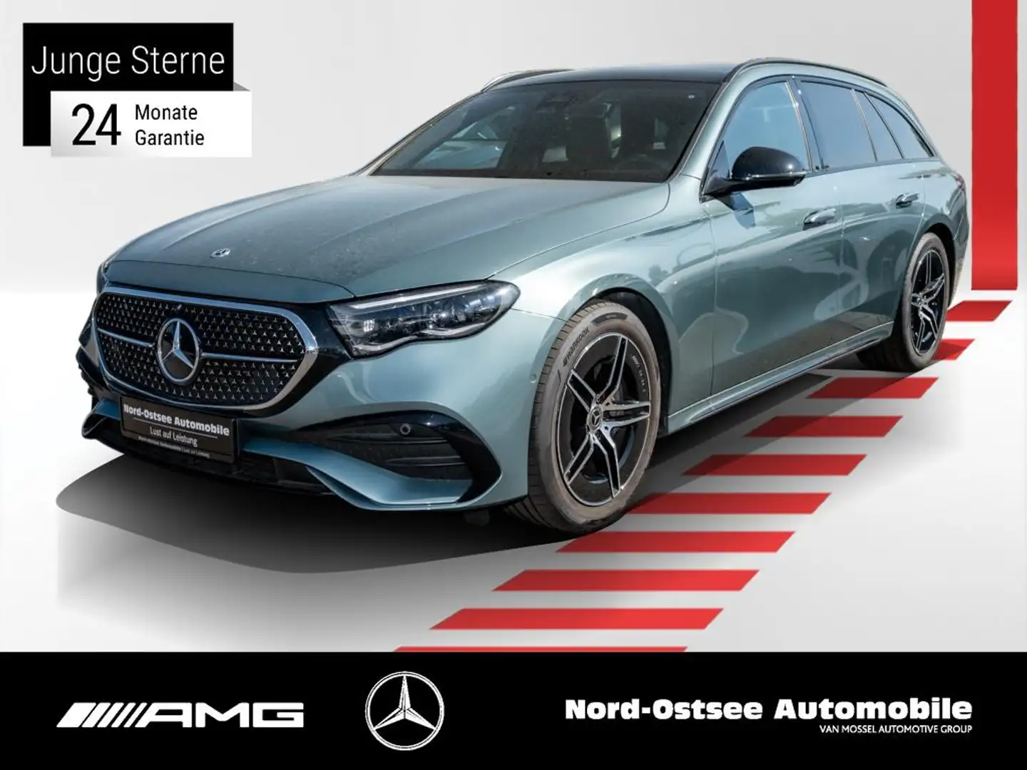 Mercedes-Benz E 220 d T AMG ADV.+ NIGHT PANO KEYLESS 360° Argent - 1