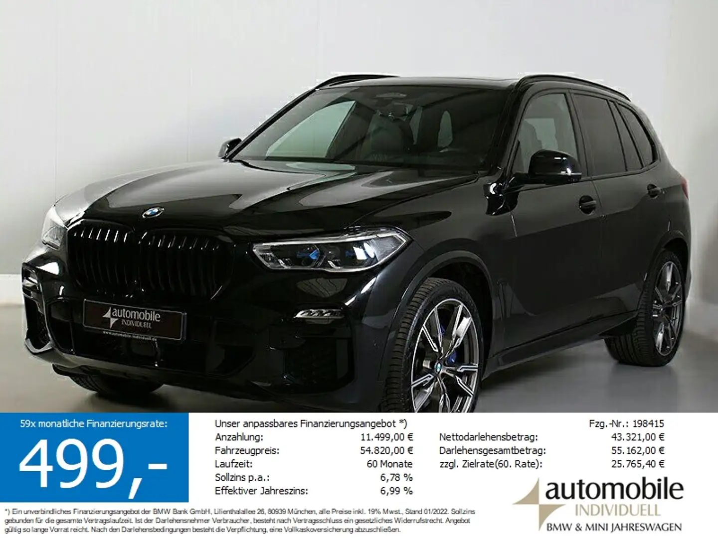 BMW X5 M 50i AHK Laser22Zol  3xTV Standh ACC Night.Vi Noir - 1