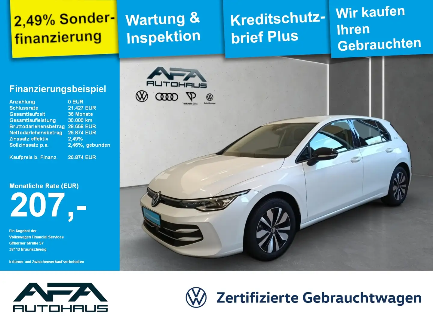 Volkswagen Golf VIII 1,5 eTSI GOAL DSG AHK*LED*Navi*ACC Blanc - 1