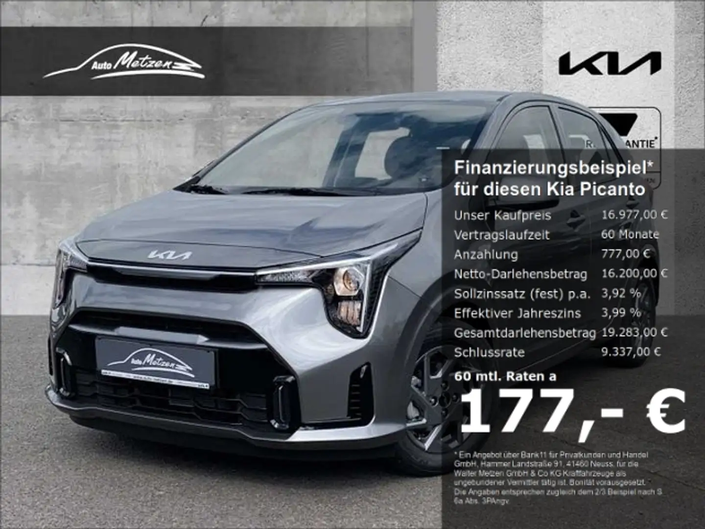 Kia Picanto 1.2 Vision NAVI APPS ALU Kamera Musikstreaming Grau - 1