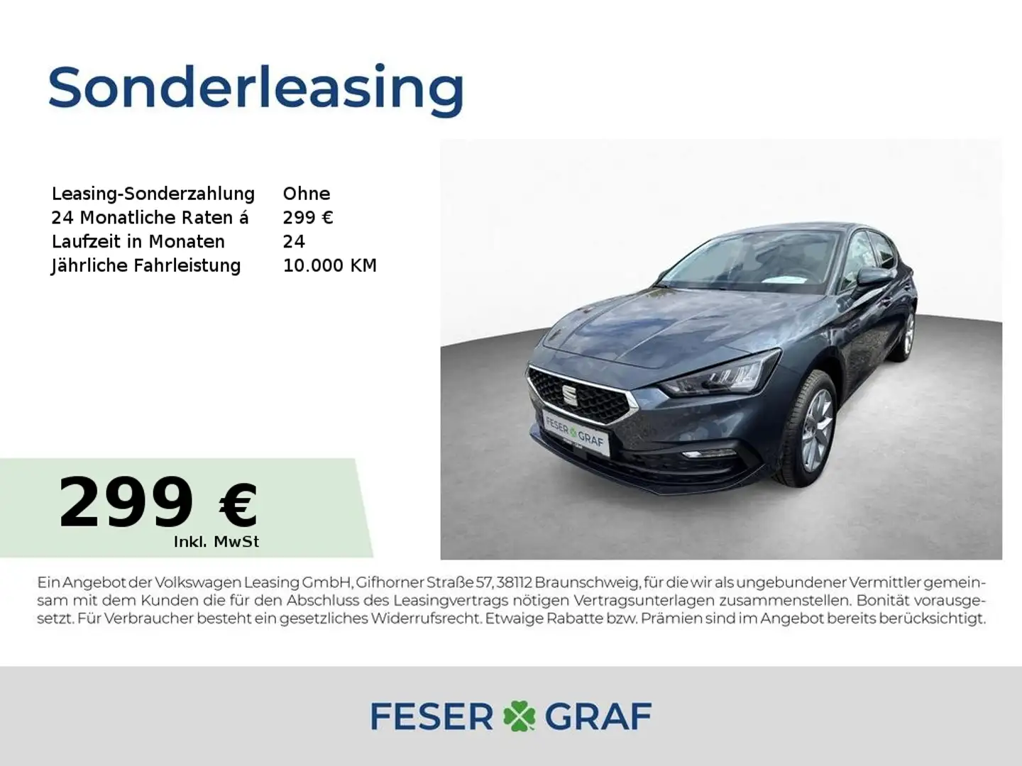 SEAT Leon 1.5 eTSI Road Edition DSG SHZ|FaPa M|RFK Grau - 1