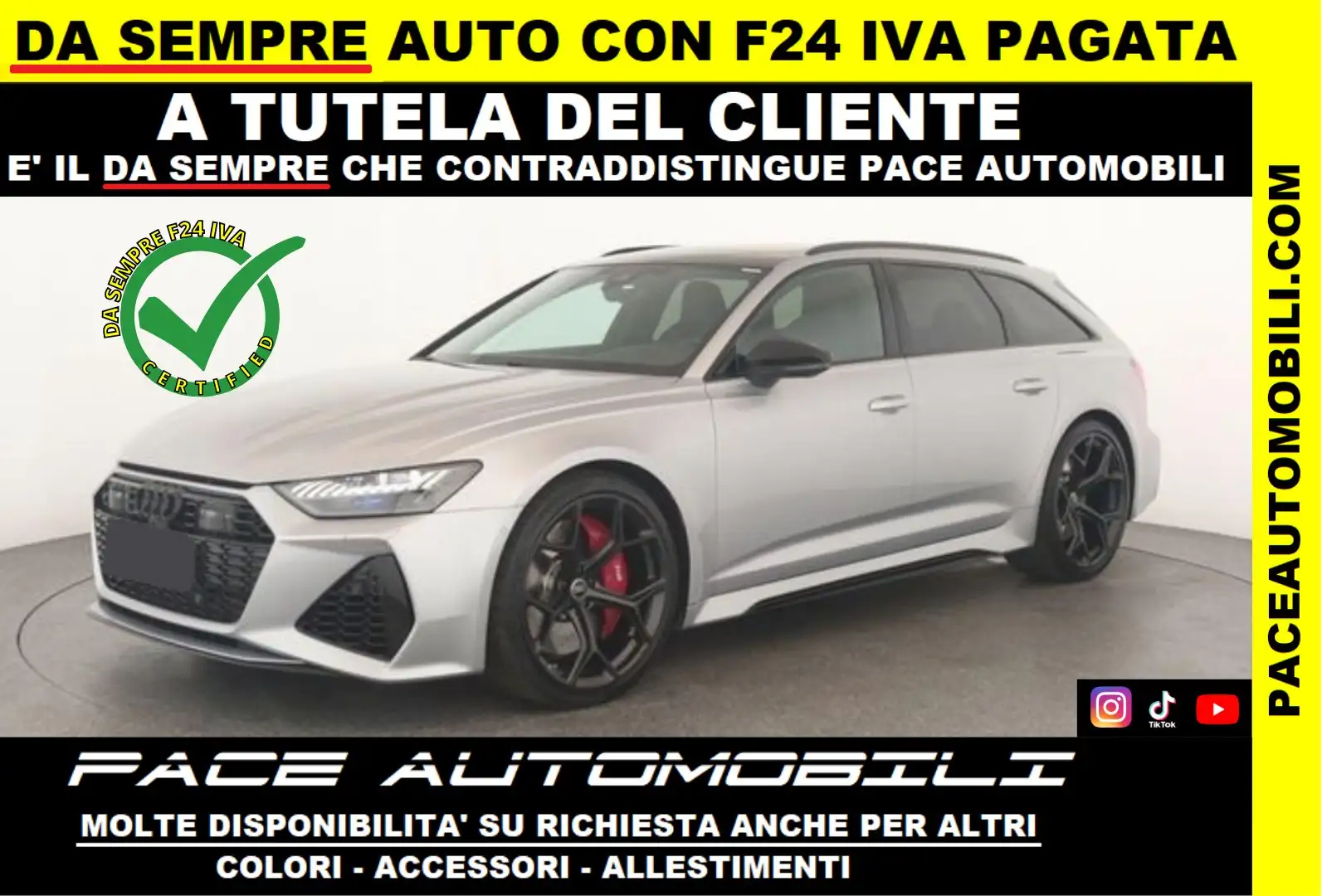 Audi RS6 DYNAMIC PLUS PERFORMANCE TETTO CARBON BLACK PACK Argento - 1