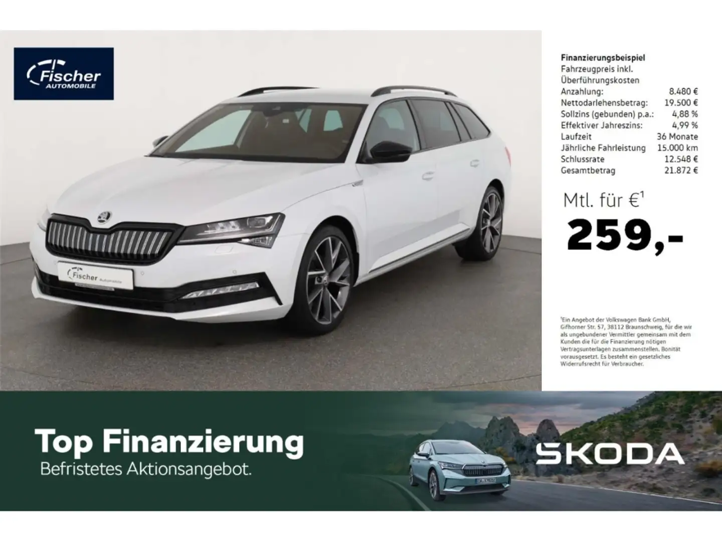 Skoda Superb Combi 1.4 TSI iV Sportline DSG AHK/Matrix Weiß - 1