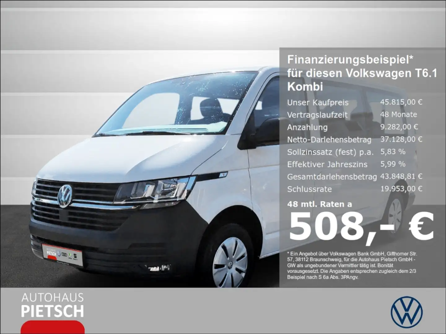 Volkswagen T6.1 Kombi 2.0 TDI LR Klima PDC Bluetooth Blanco - 1