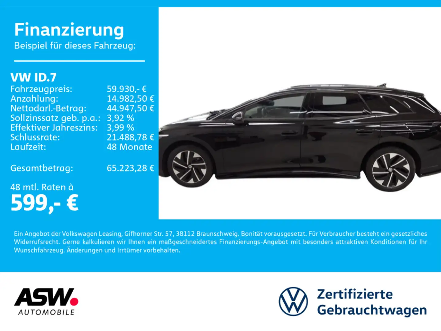 Volkswagen ID.7 Tourer GTX 4M LED Nav 360° PANO DCC ACC AHK Schwarz - 1