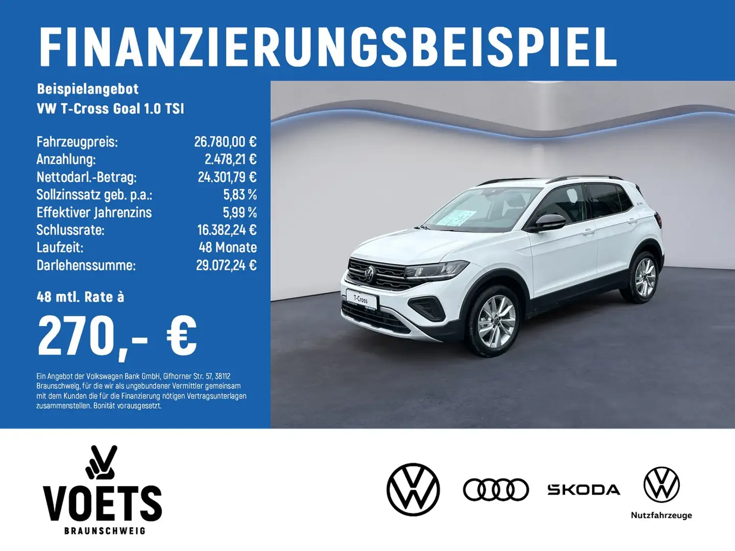 Volkswagen T-Cross Goal 1.0 TSI TravelAssist+ParkAssist Weiß - 2