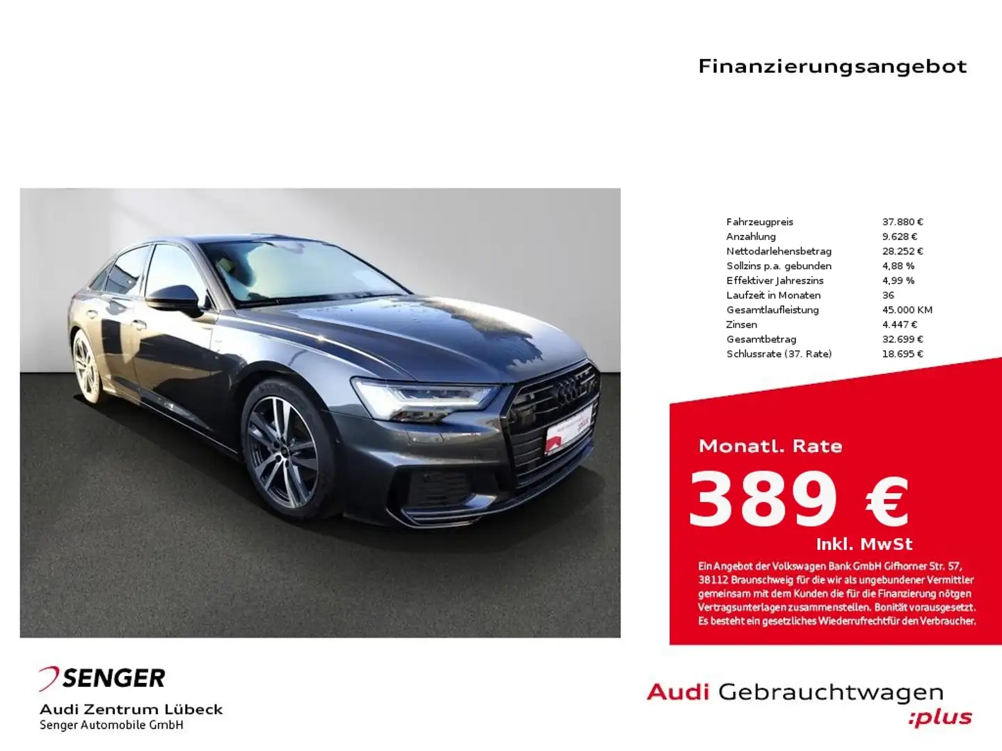 Audi A6 40 TDI sport S line HD-Matrix Standh. Memory Gris - 1