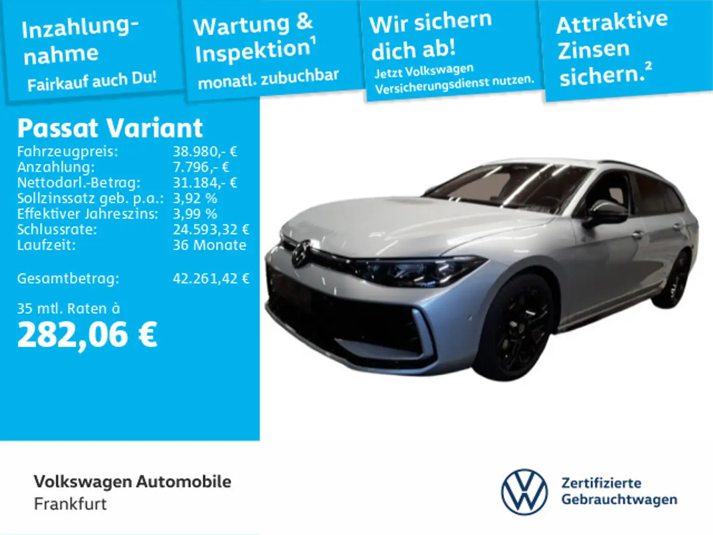 Volkswagen Passat Variant 2.0 TDI DSG R-Line Navi IQ.Light Silber - 1