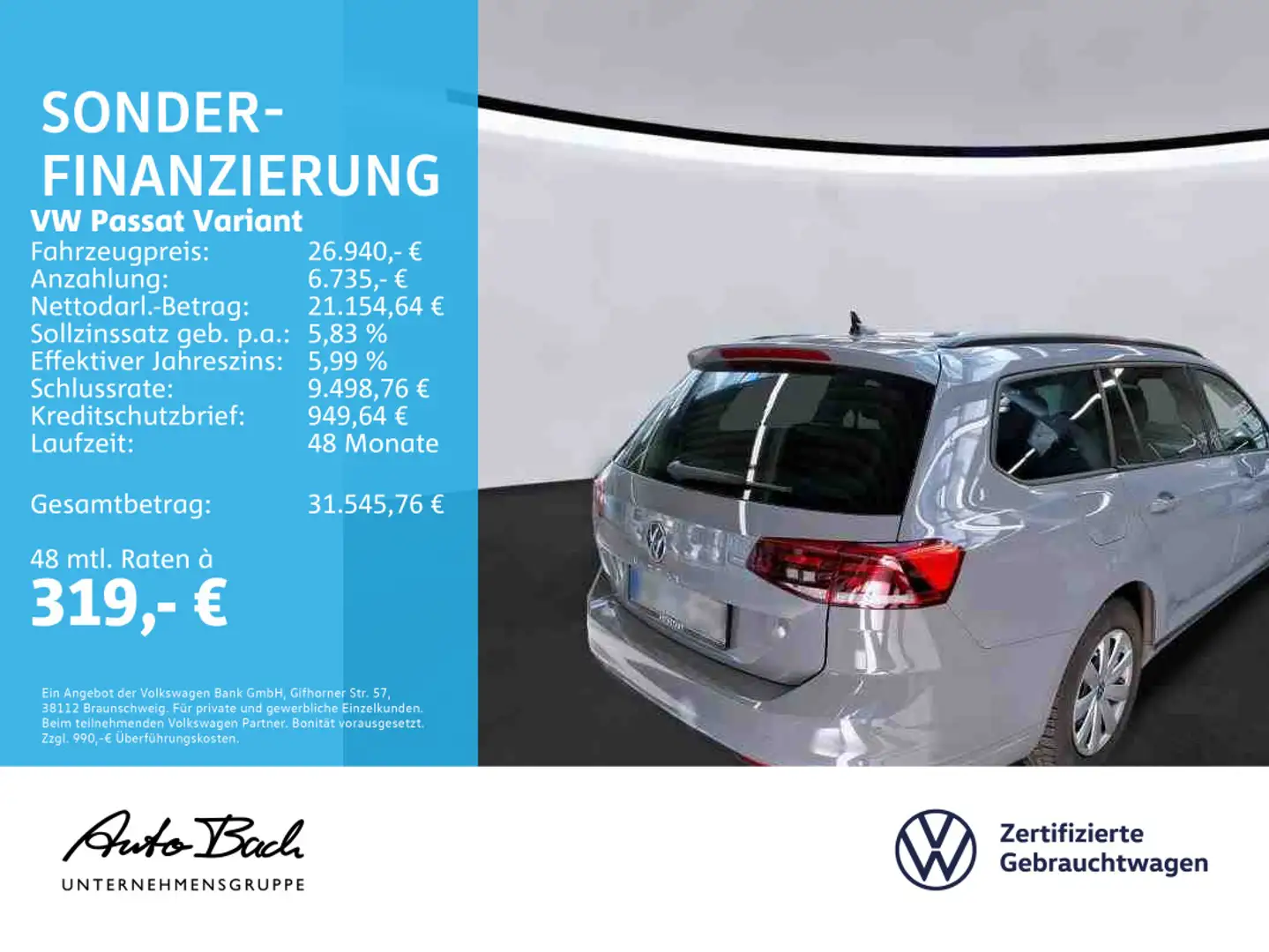 Volkswagen Passat Variant 1.5 TSI DSG, Navi, App-Connect, R Grau - 2