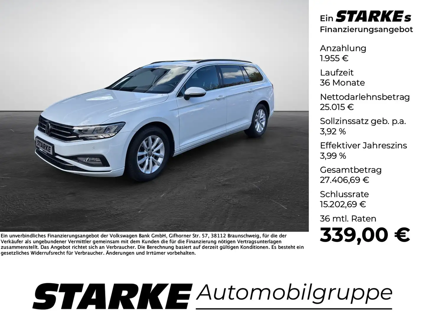 Volkswagen Passat Variant 2.0 TDI DSG Business Weiß - 1