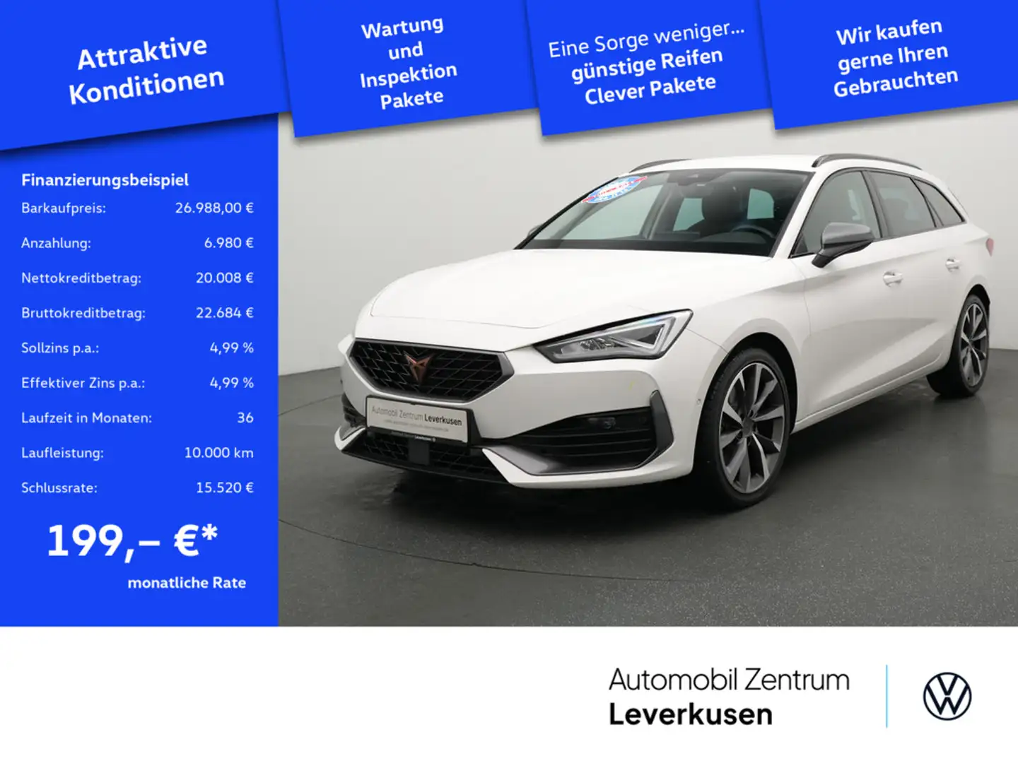 CUPRA Leon ST DSG NAVI KAM CARPLAY LED VIRT KLIMA P Weiß - 1