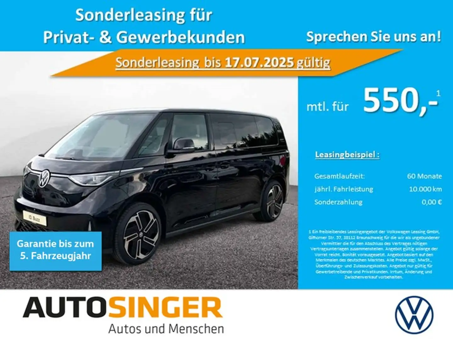 Volkswagen ID. Buzz ID.Buzz GTX LANG LR 7-S*ELEK.TÜR*WÄRME*HARMAN*AHK Schwarz - 1