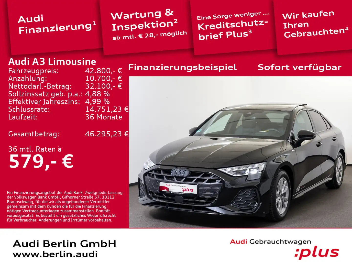 Audi A3 S line 35 TFSI S tronic Schwarz - 1