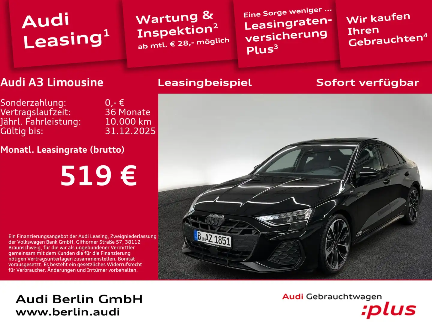 Audi A3 S line 35 TFSI S tronic Schwarz - 1