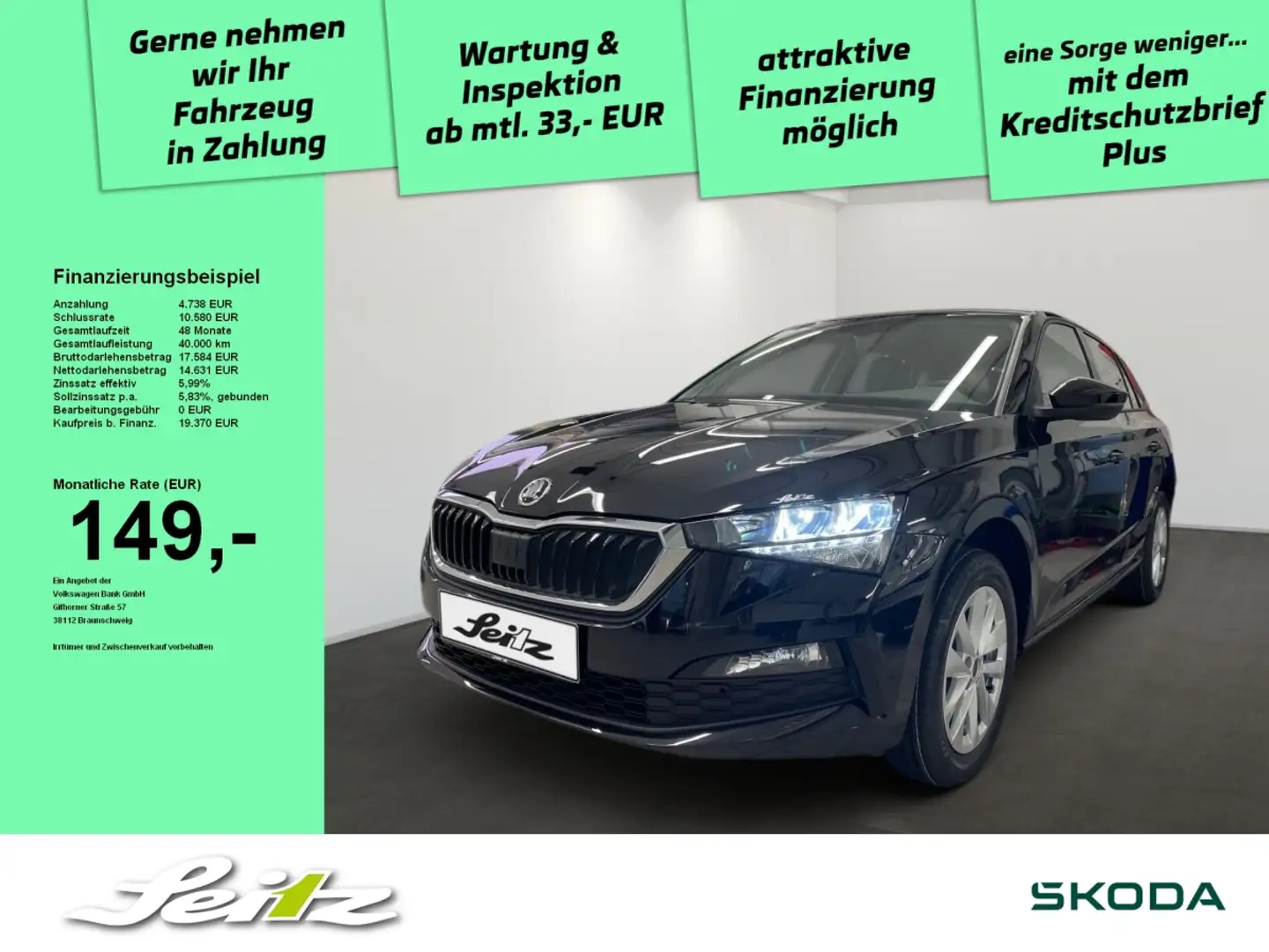 Skoda Scala 1.0 TSI Selection *LED*PDC*SITZH* Schwarz - 1