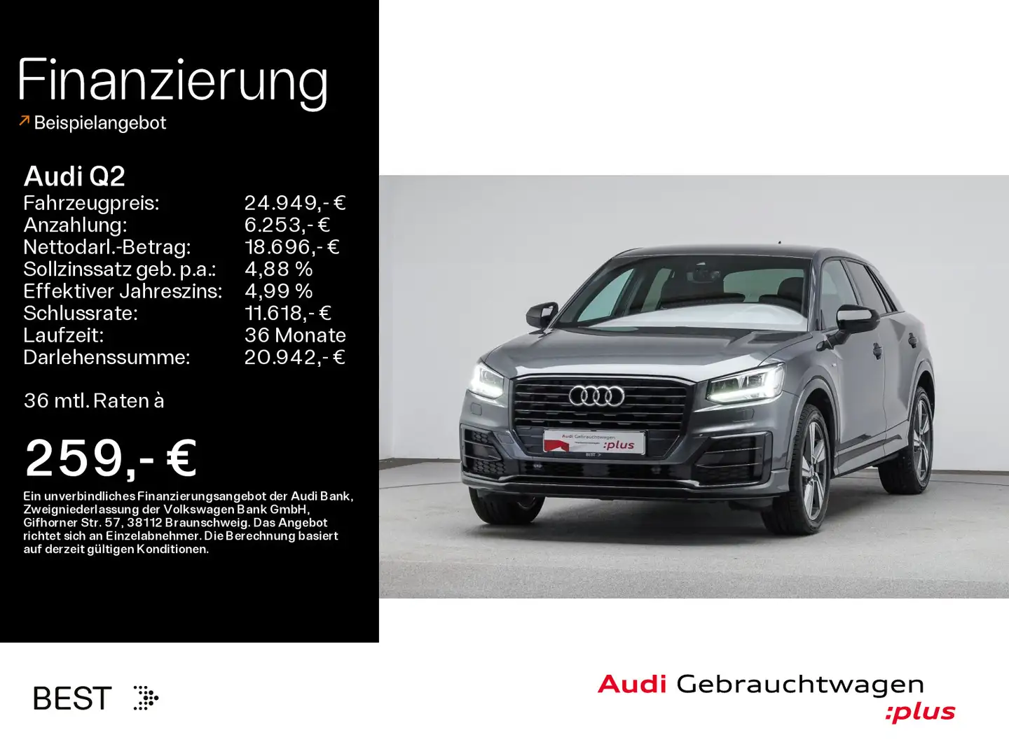 Audi Q2 35 TFSI S-LINE*NAVI-PLUS*OPTIK-PAKET*LED*NAVI Gris - 1