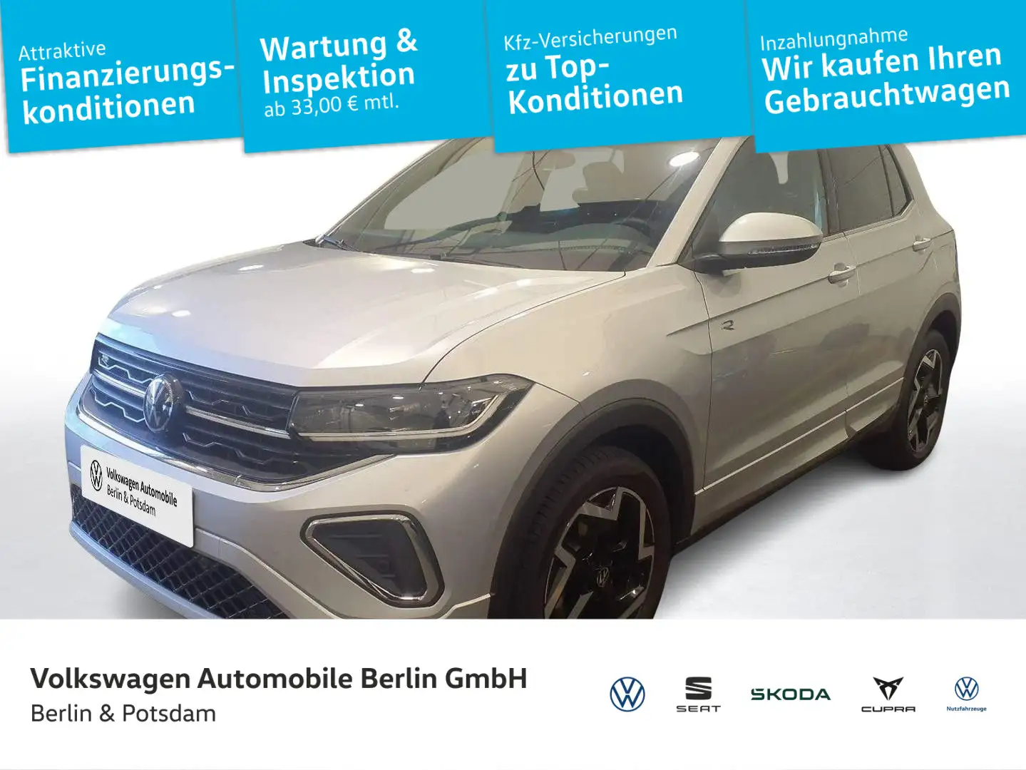 Volkswagen T-Cross 1.5 TSI DSG R-Line Navi R-Kam AHK LED Silber - 1