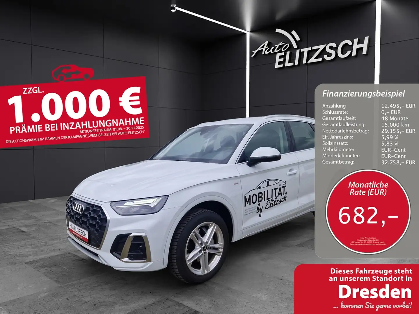 Audi Q5 40 TDI quattro S line Navi RearView Weiß - 1