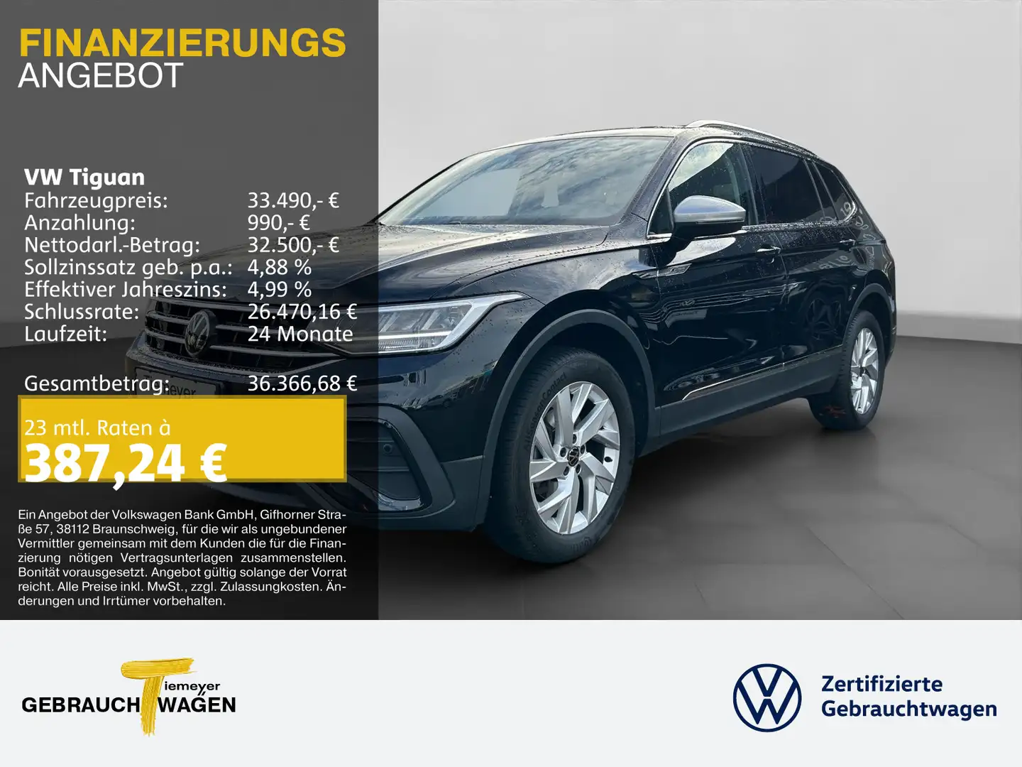 Volkswagen Tiguan 2.0 TDI DSG LIFE 7-SITZE NAVI AHK VIRTUAL Schwarz - 1