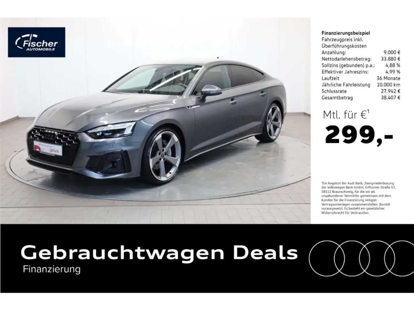 Audi A5 Sportback 45 TFSI quattro S line Competition Gris - 1