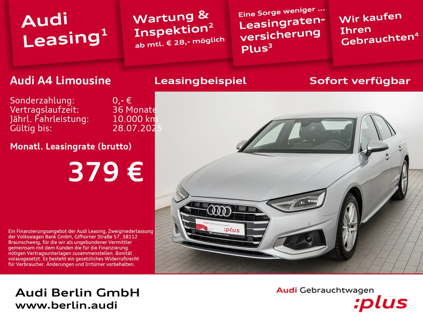 Audi A4 Advanced 35 TDI S tr. LED RFK NAVI Silber - 1
