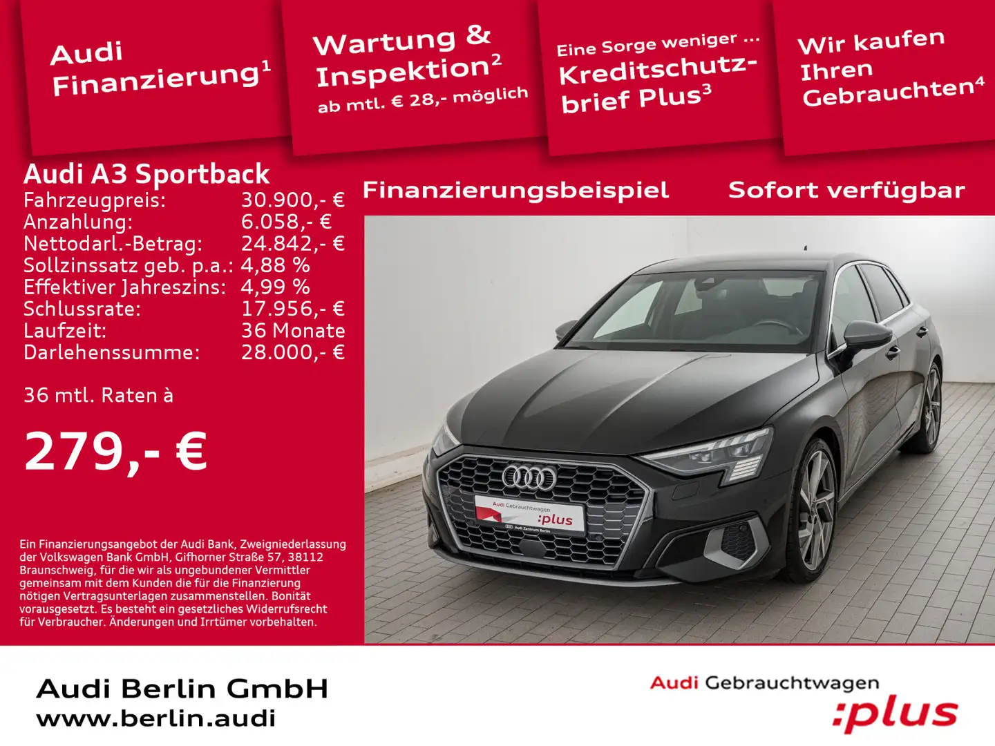 Audi A3 35 TFSI S tr. MATRIX NAVI VIRTUAL Schwarz - 1