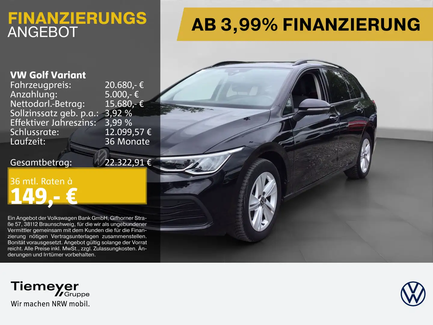 Volkswagen Golf Variant 1.5 TSI AHK ACC NAVI Schwarz - 1