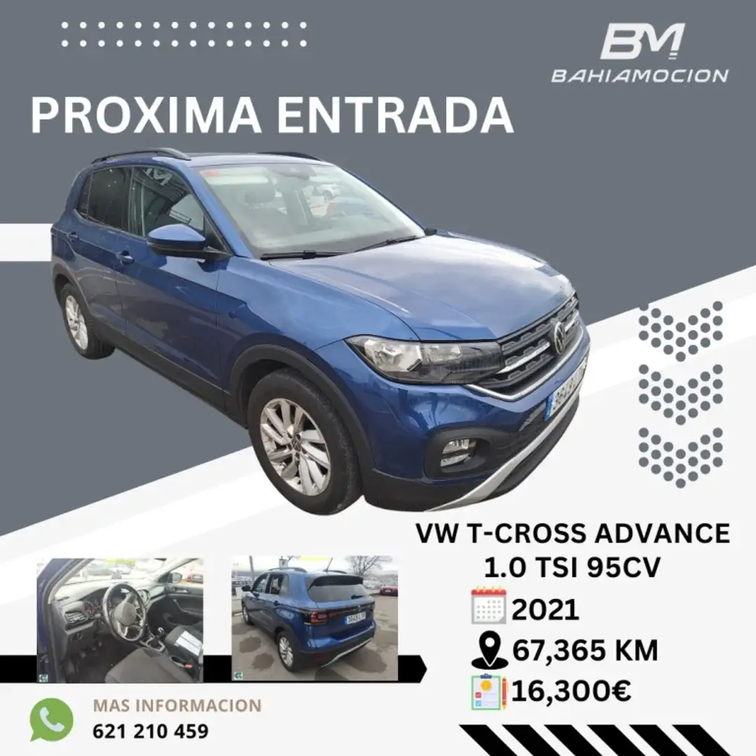 Volkswagen T-Cross 1.0 TSI Advance Bleu - 1