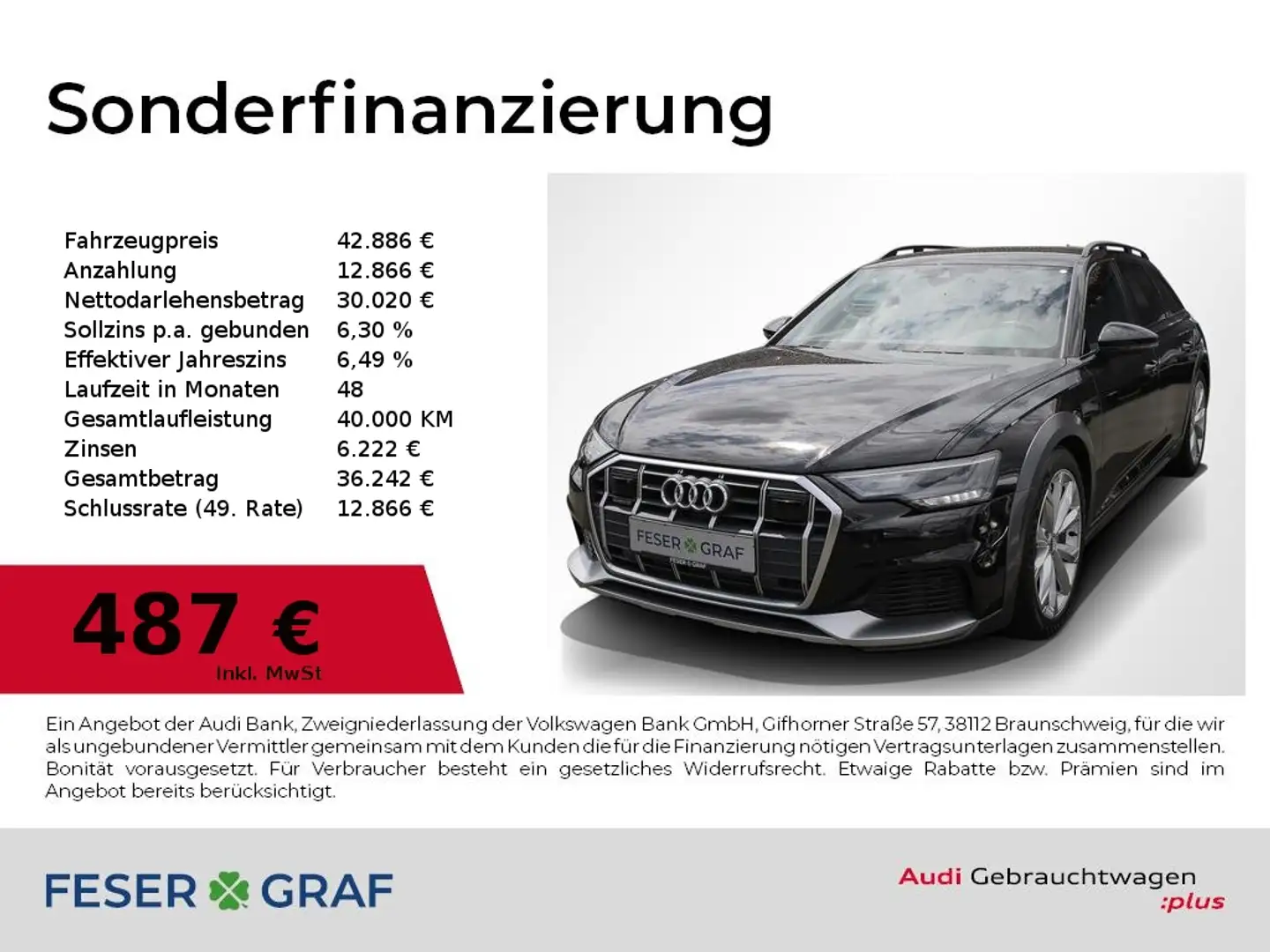 Audi A6 allroad 50 TDI Navi,AHK,Luft/air,LED,Kamera,Leder Schwarz - 1