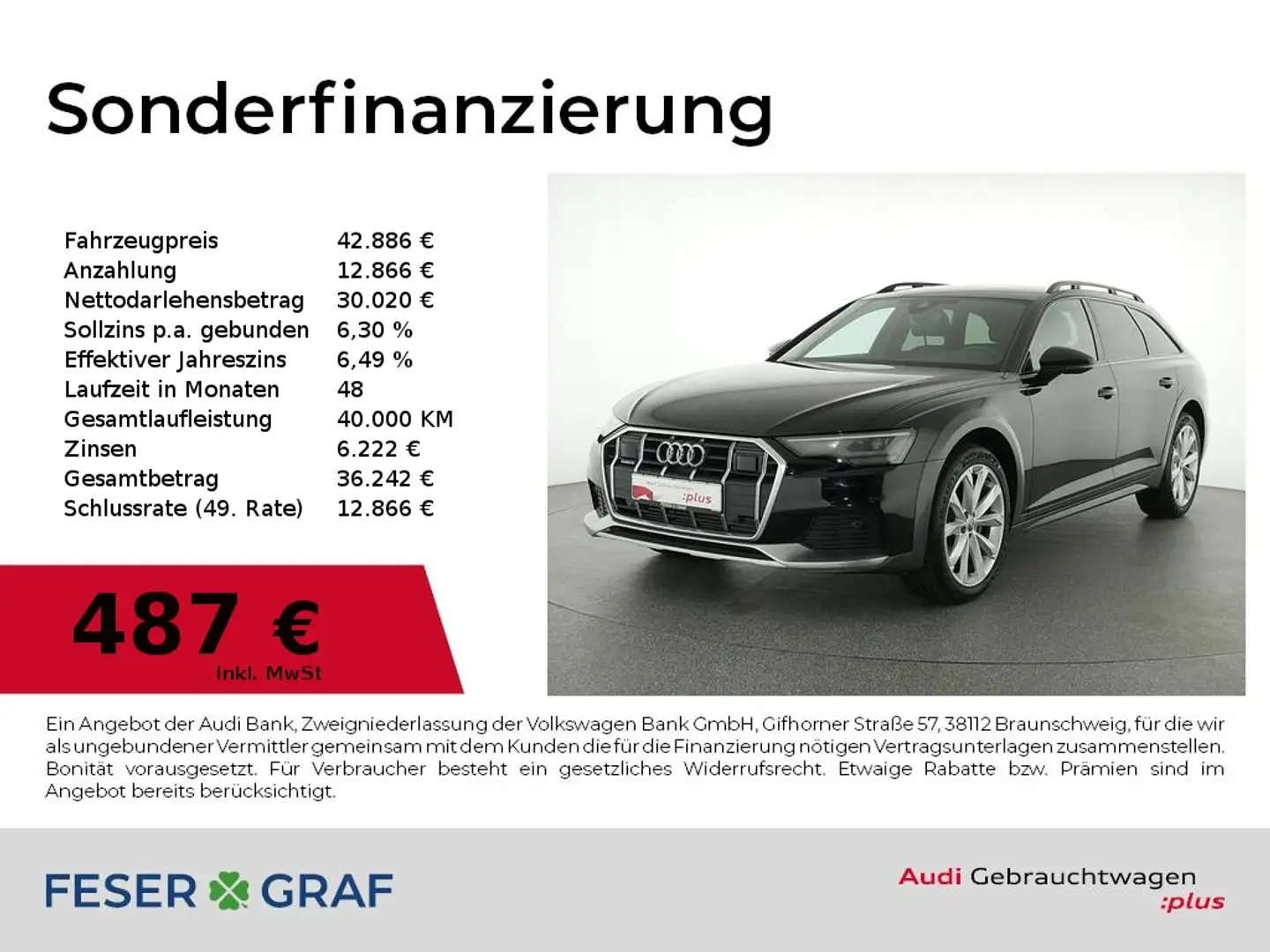 Audi A6 allroad 50 TDI Navi,AHK,Luft/air,LED,Kamera,Leder Schwarz - 1