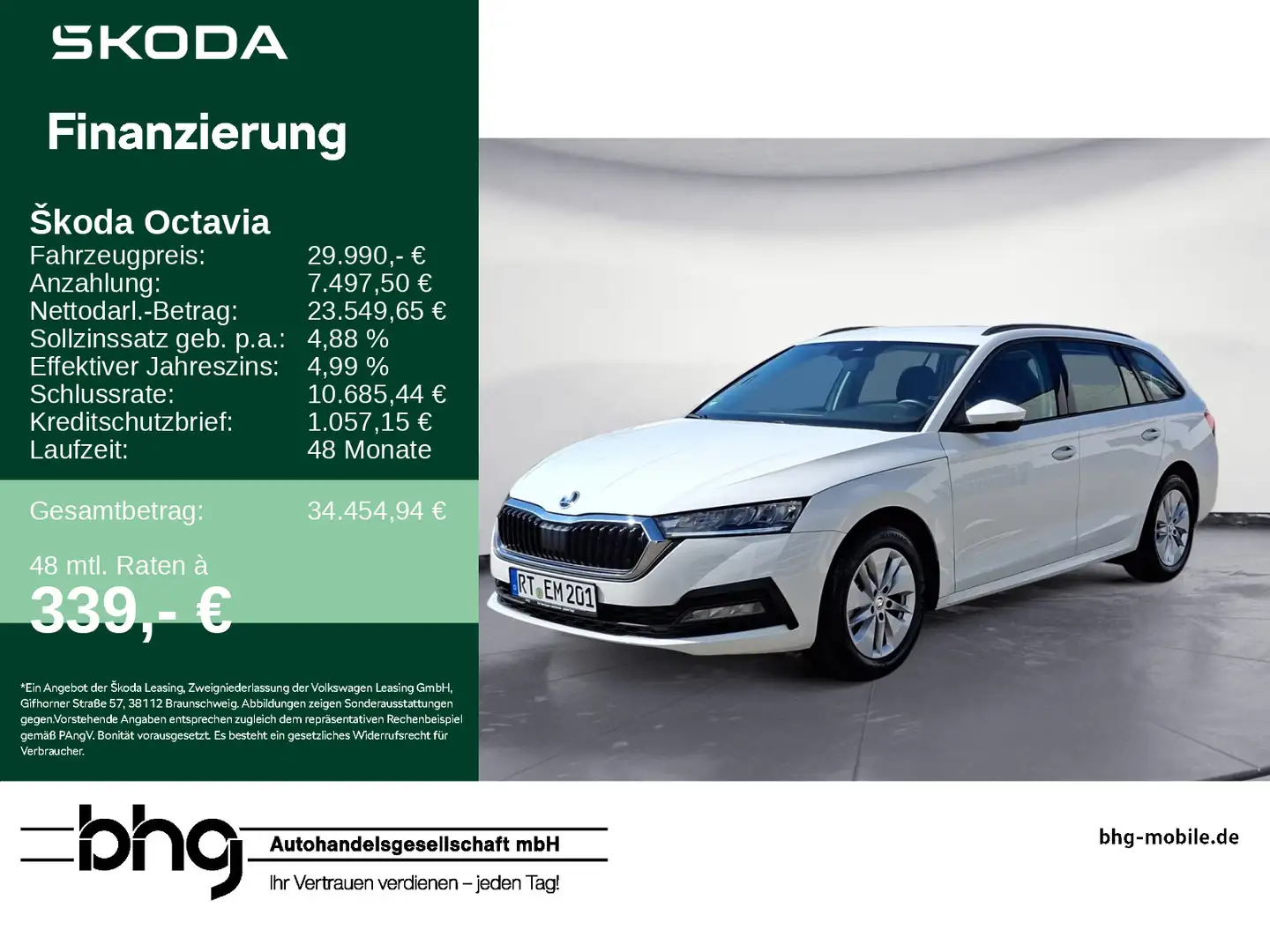 Skoda Octavia Combi 2.0TDI DSG Ambition Navi Columbus Weiß - 1