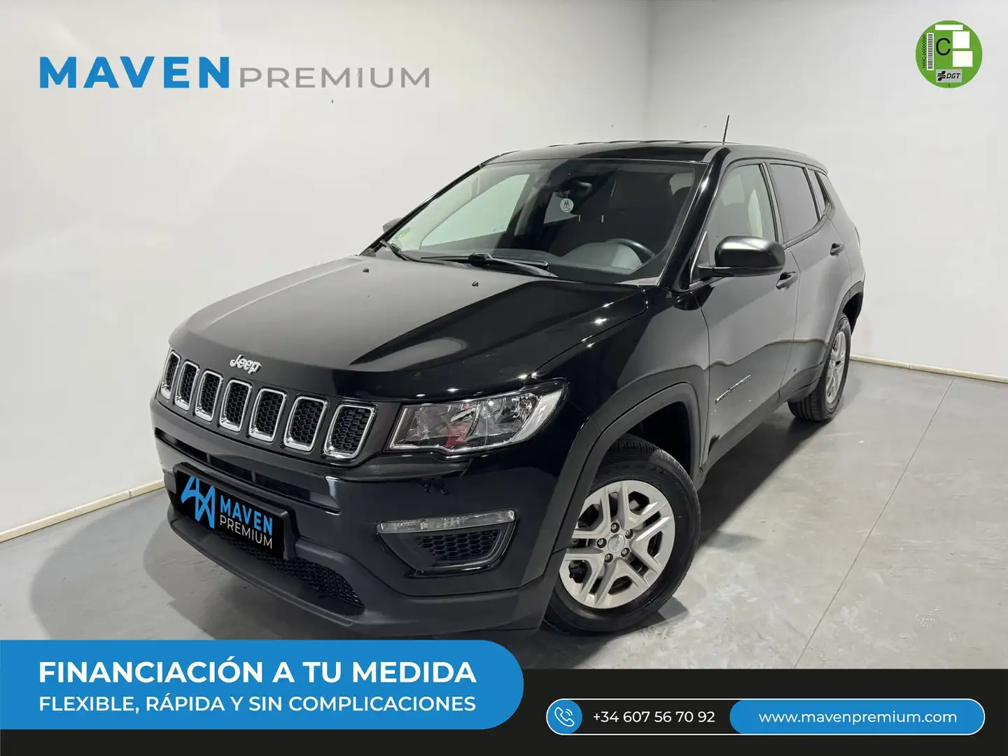 Jeep Compass 1.6 Mjt Sport 4x2 Zwart - 1