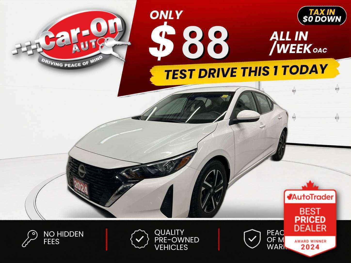 White 2024 Nissan Sentra SV FWD Sedan Front-Wheel Drive Automatic