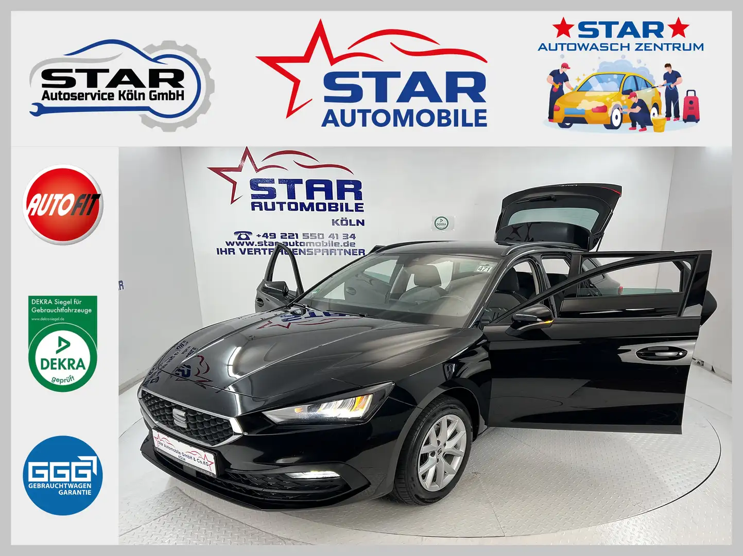 SEAT Leon Leon Sportstourer Style 2.0TDI-DSG*LED*NAVI*EU 6d Noir - 1