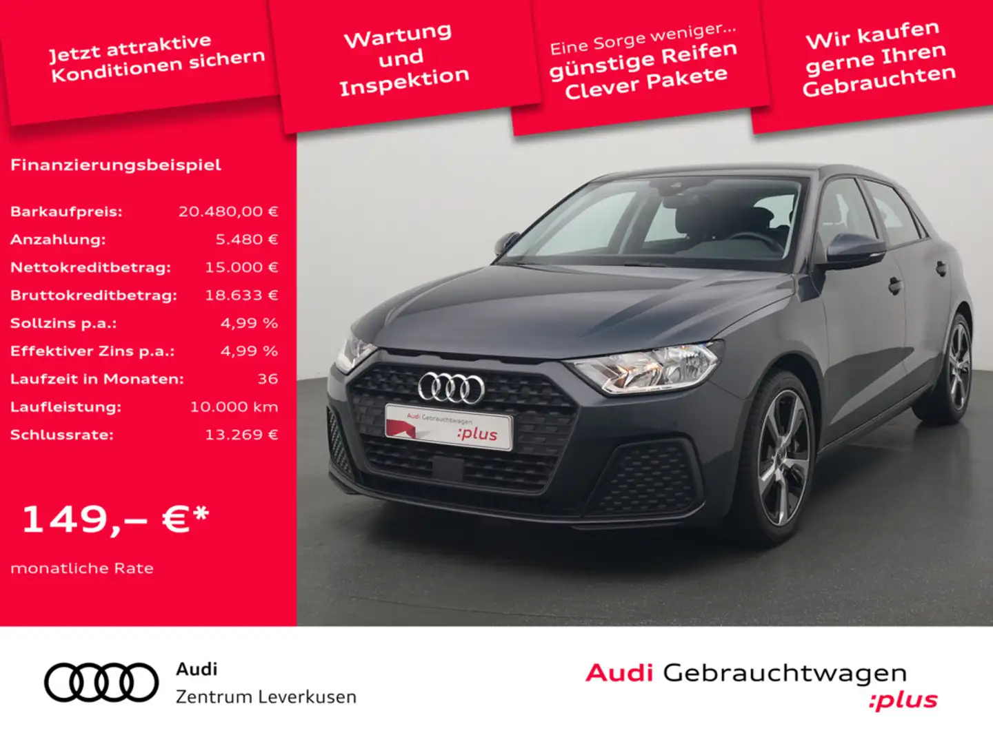 Audi A1 Sportback S-TRON AHK SHZ VIRT PORT NAVI Grau - 1