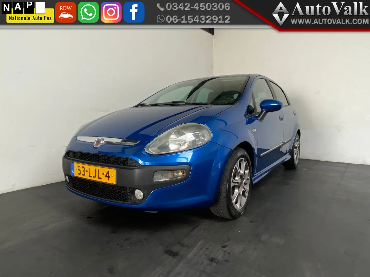 Fiat Punto Evo 1.4 Racing. Clima. Trekhaak! Blauw - 1