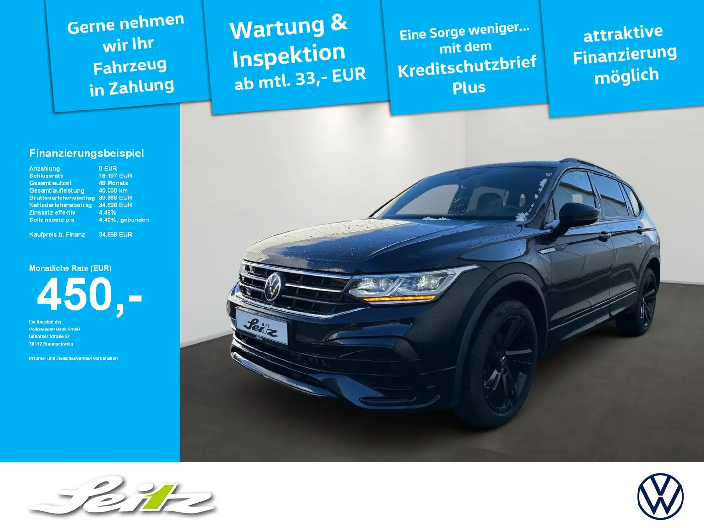 Volkswagen Tiguan Allspace 2.0 TDI 4M R-Line *AHK*MATRIX*KAMERA*NAVI* Schwarz - 1