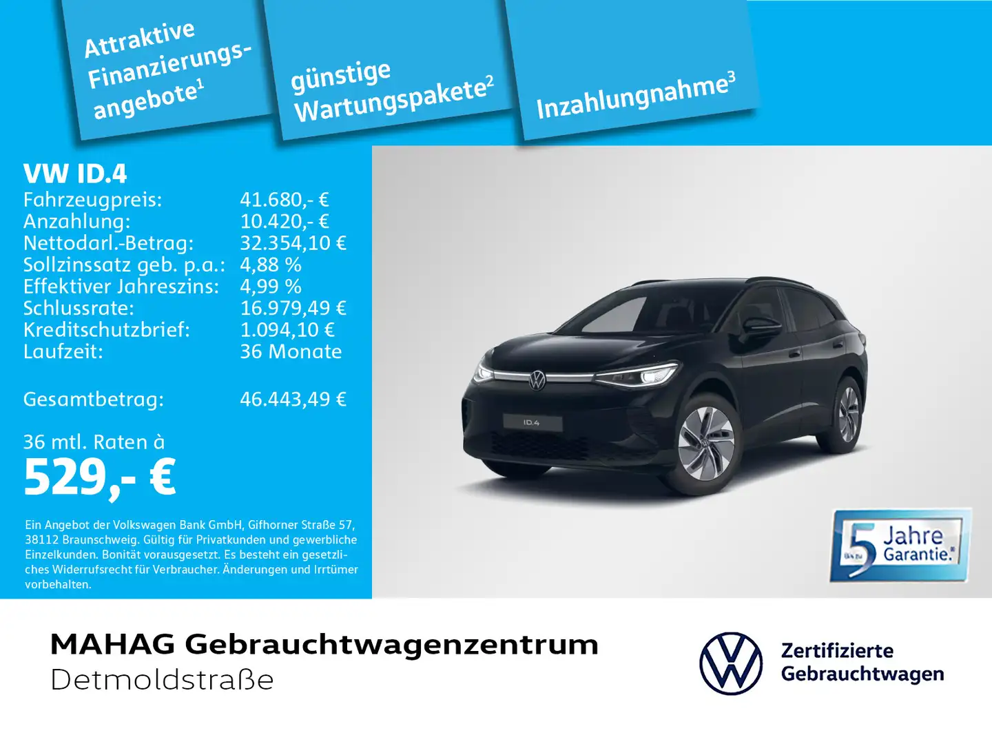 Volkswagen ID.4 Pro 82 kWh Wärmepu CCS AHK IQ.Light IQ.Driv Schwarz - 1