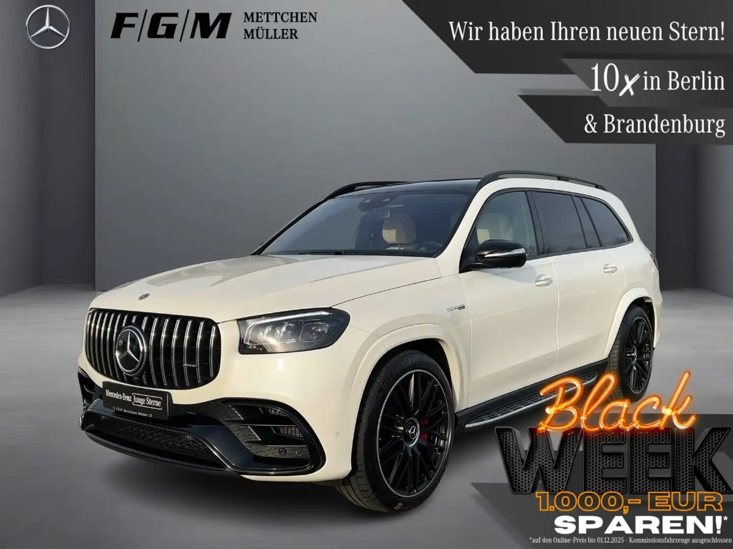 Mercedes-Benz GLS 63 AMG 4M+ Burm|HeadUp|KeyGo|MBeam|S-Dach Weiß - 1