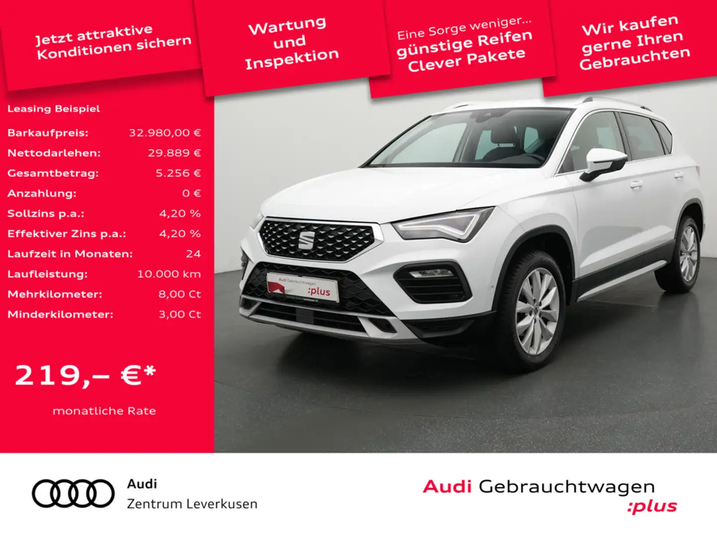 SEAT Ateca Xperience DSG NAVI VIRT AHK ACC CARPLAY Weiß - 1